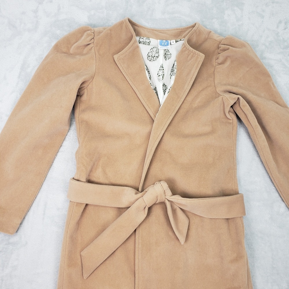 Monogram Mary The Drop Off Coat Tan Belted Trench Jacket Casual Dress Women's S - Picture 2 of 10
